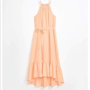 LOFT FLOUNCE HALTER MIDI DRESS IN DELICATE XL
